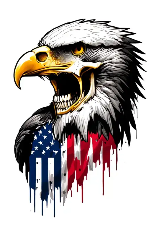 Distressed American Flag Eagle Skull