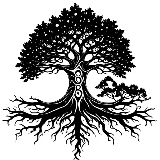 Psychedelic Tree Of Life With Roots