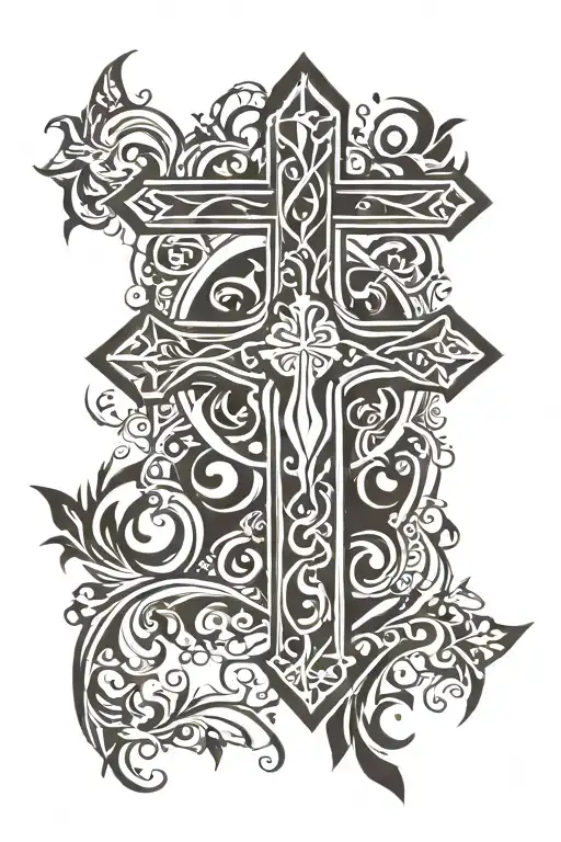 Cross Tattoo Design With Picture Of Christ And Picture For My Dad Mom And Brother