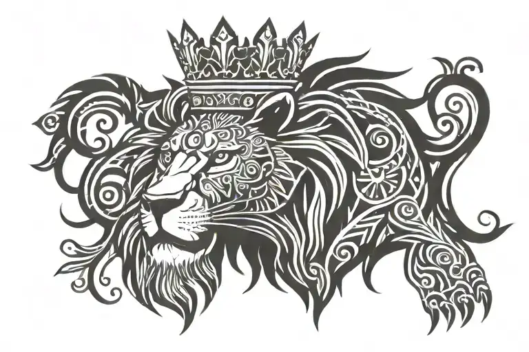 Nature Lion Wearing A Crown