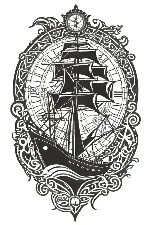 Ship Sailing And Time Clock