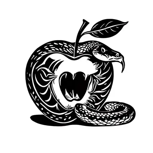 Snake Biting Into An Apple
