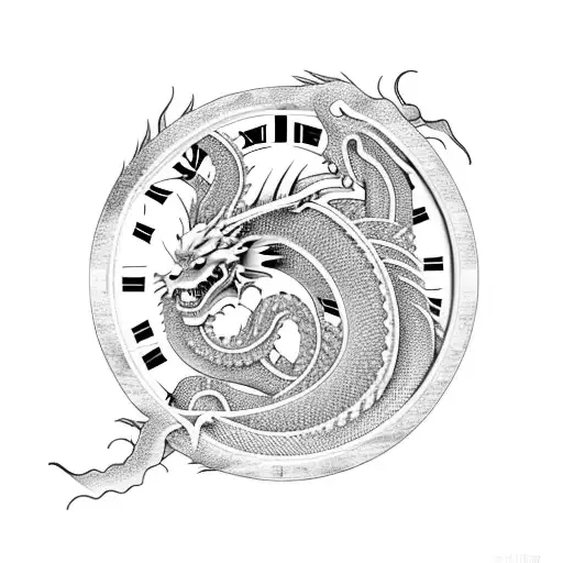 Japanese Dragon With Clock