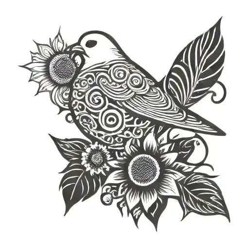 Dove Carrying Sunflower