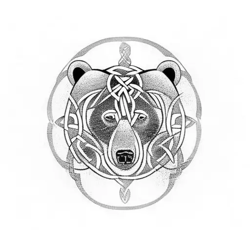 Celtic Tatoo Design Of Bear Protecting A Cat