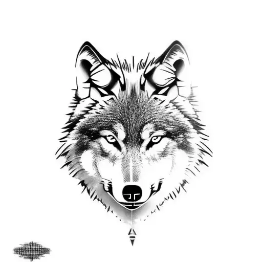 Wolf With Tribal Signs