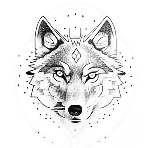 Wolf With Tribal Signs