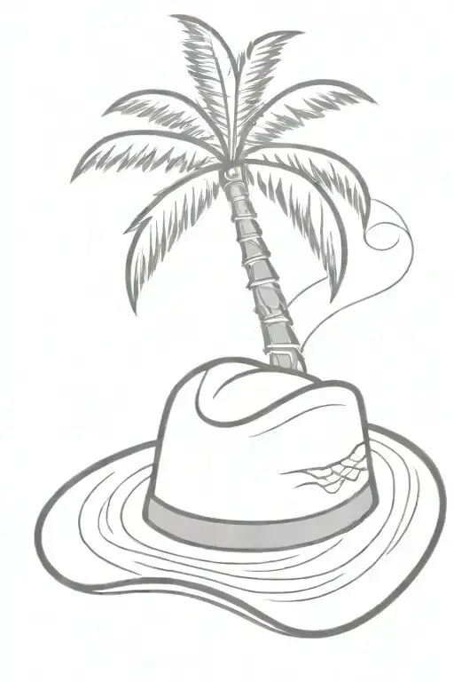 Palm Tree With Straw Hat Flying