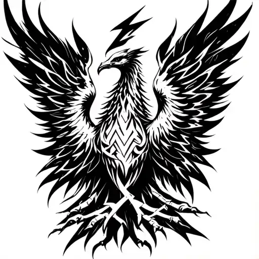 Riseing Phoenix Holding Lightning Bolt In Talons