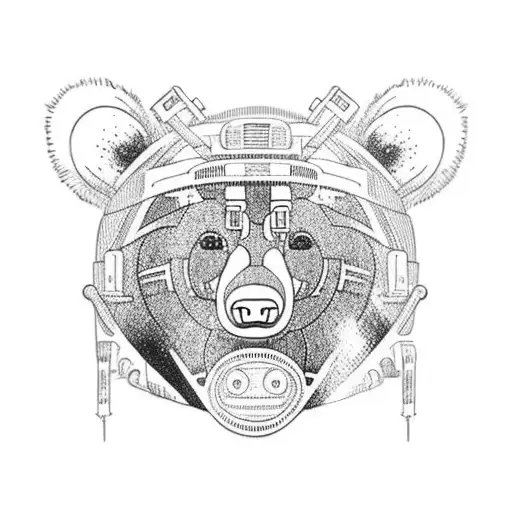 Realistic Bear With Aviation Elements