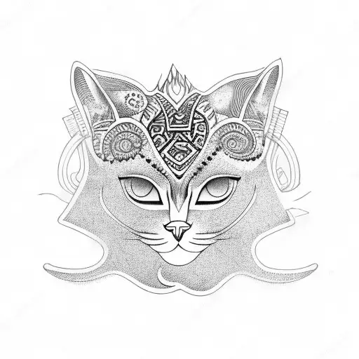 Sexy Girl With Spiritual Cat Head