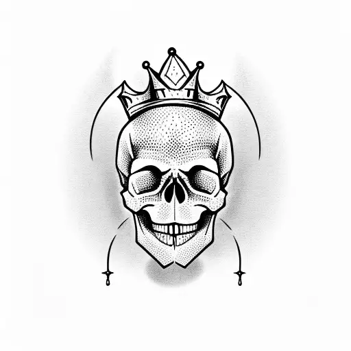 Skull With Cup Crown And Carpa Fish