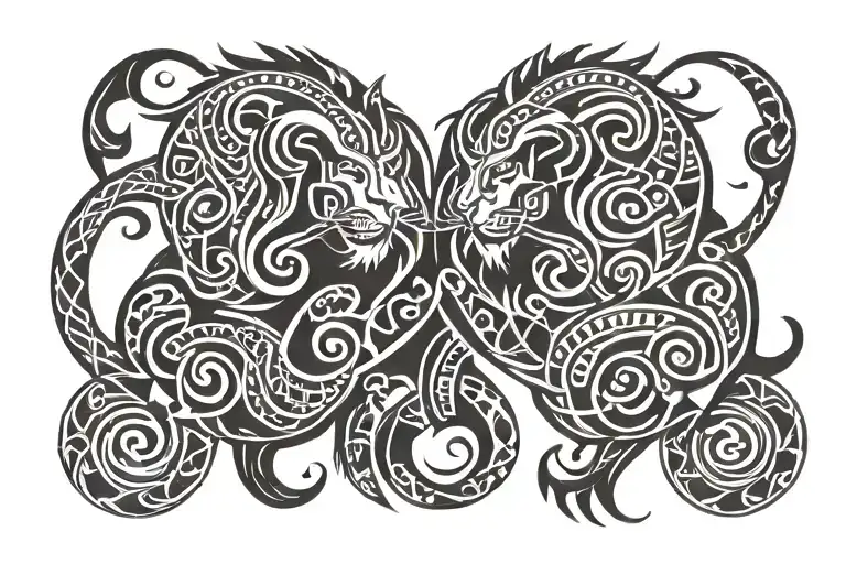 Leo And Gemini Symbols Intertwined