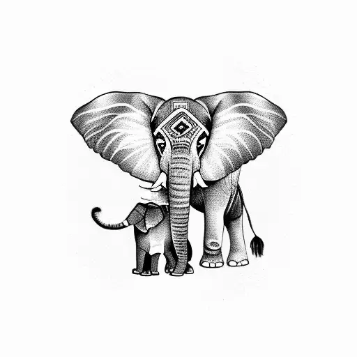 Elephant With Cat And Dog