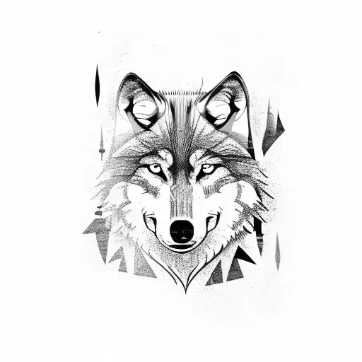 Wolf With Woods And River