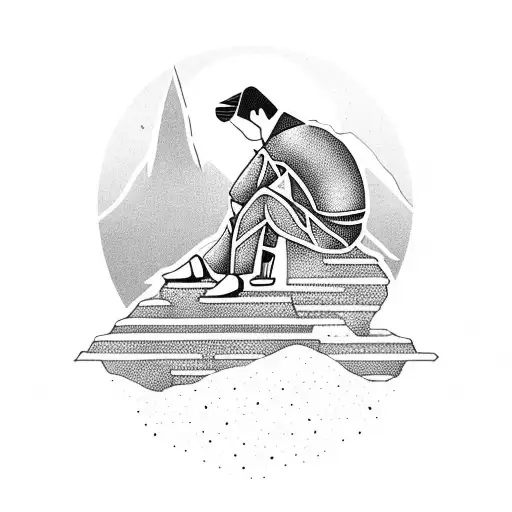 Person Sitting On Mountain Enjoying