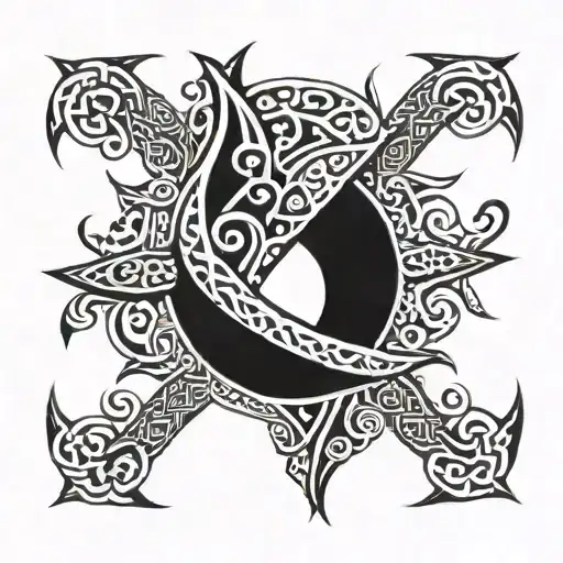 Gemini Sign Half Maori Style Half Celtic Style
