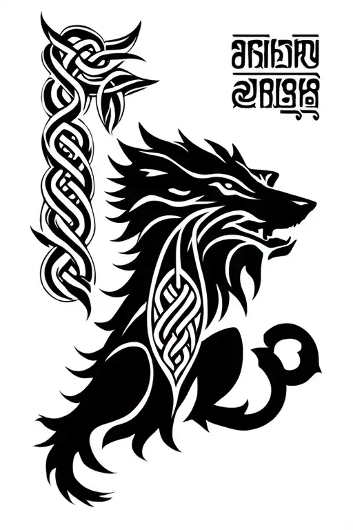 Fenrir Celtic Knot With Sanskrit Mantra