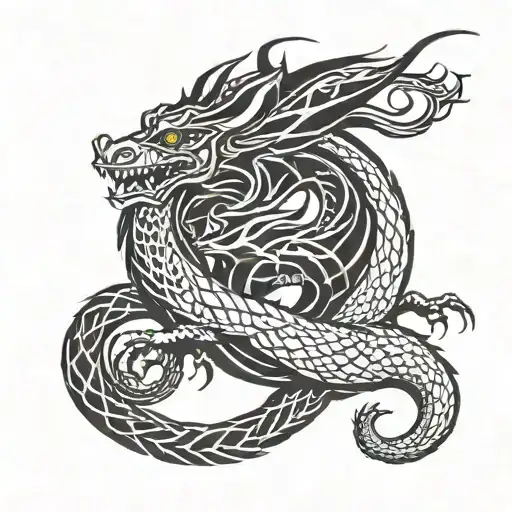 A Medieval Dragon Coiling As If In A Tower Descending