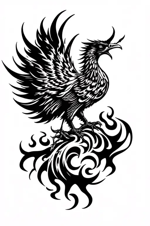 Phoenix Rising From Flames On Forarm Half Sleeve