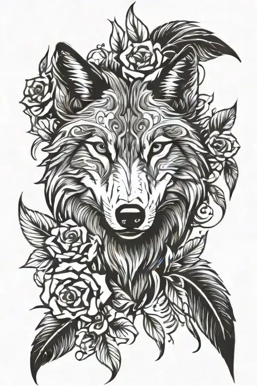 Wolf Roses With Feathers Hanging