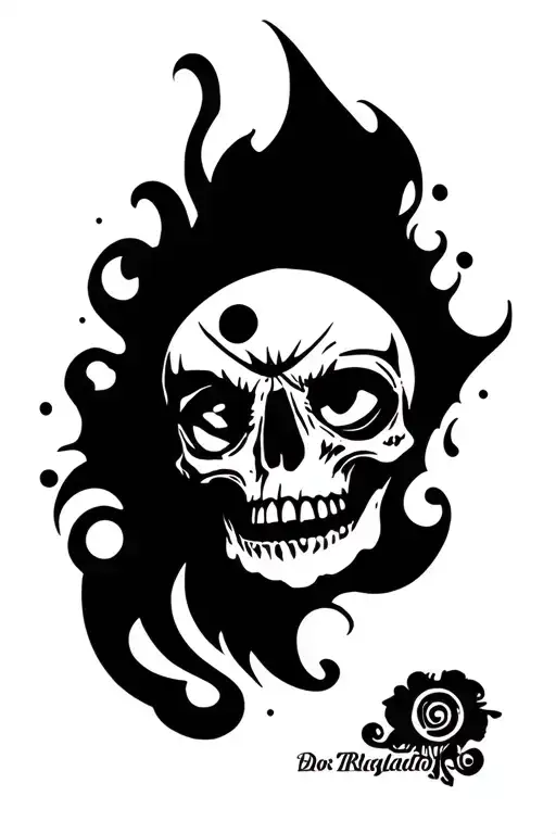 Tatoo With Skull With Eye On Forehead