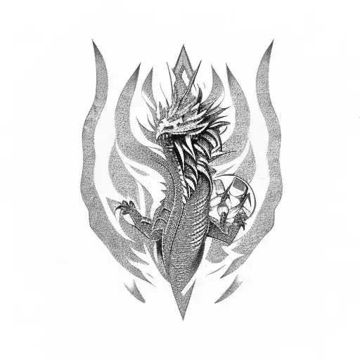 A Fierce Dragon Engaged In A Battle With A Phoenix