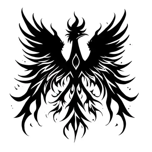 Phoenix With Spread Wings With Fire Elements