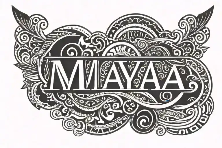 Arm Band Tattoo With The Name Maya Written In It Sits A Cardinal