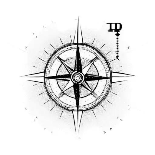 Half A Compass With Arrow Through The Middle