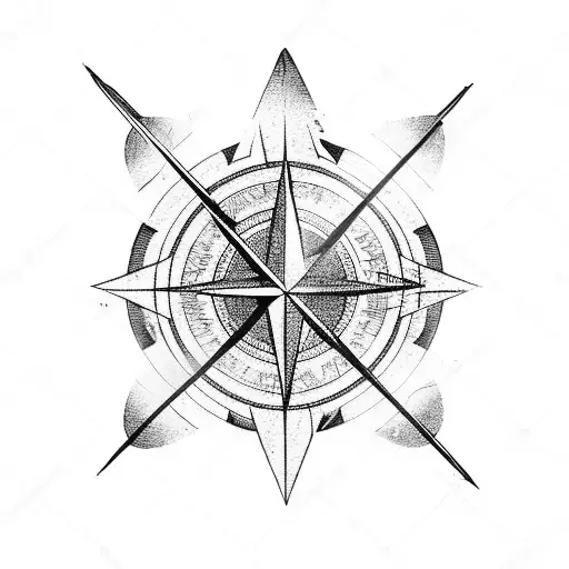 Left Side Of Compass With Arrow Through The Middle