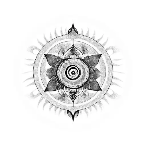 Shiva Silhouette Within Karma Circle