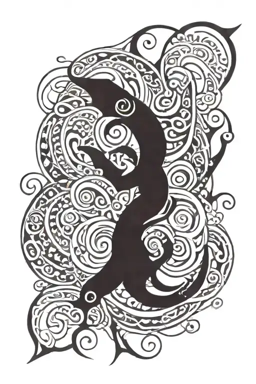 Aquarius Symbol Incorporated Into A Tribal Patterns