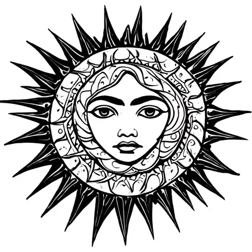 Traditional Sun With Spikes