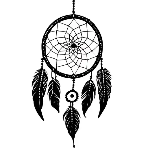 Dreamcatcher With One Strand Of Beads At The Bottom Down The Middle And One On Each Side