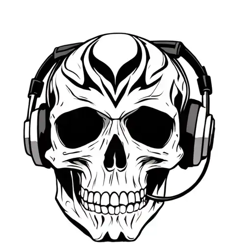 Skull Wearing Headphones