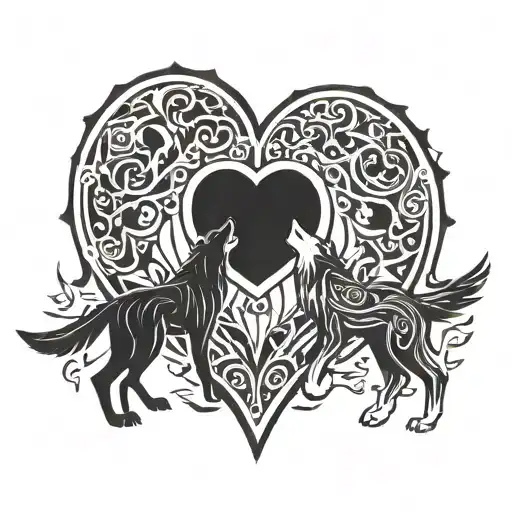 Heart And Wolf Howling At The Moon