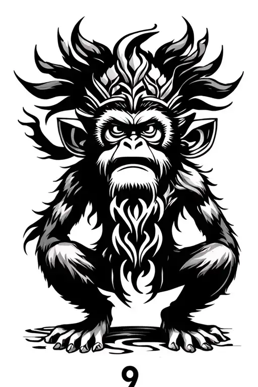 Water Monkey King With Number 9