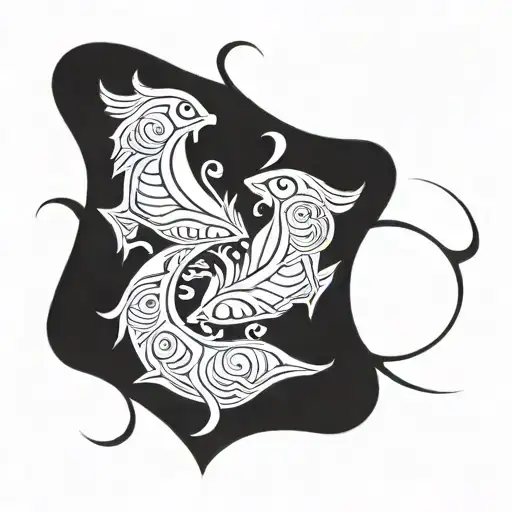 Integrate Pisces Sign And Aires Sign Into A Tribal And Minimalist Style Tattoo For Man