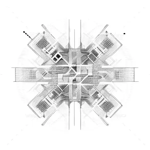 Cyberpunk Circuit Board With Cpu With Divergent Lines