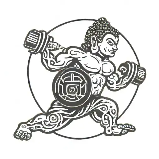 Buddha As A Bodybuilder Lifting Weights