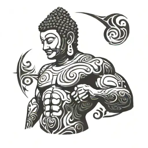 Buddha As A Bodybuilder Flexing