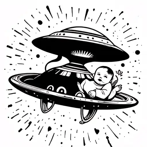 Baby Coming From Ufo Flying Towards