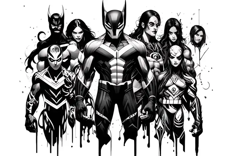 Marvel Characters Collage Tattoo Featuring Various