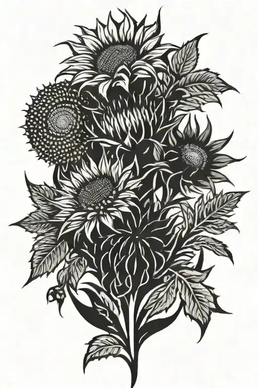 Thistle And Sunflower
