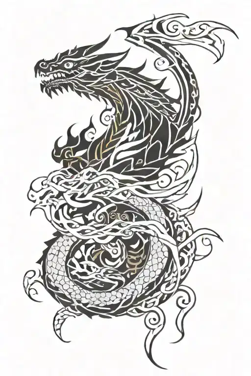 Tribal Fading Into Dragon