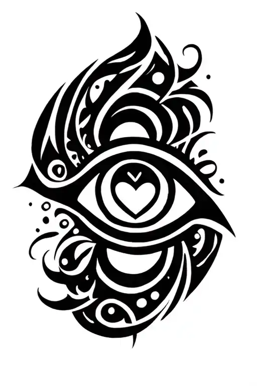 Evil Eye With A Initial Heart Symblo And A Initial