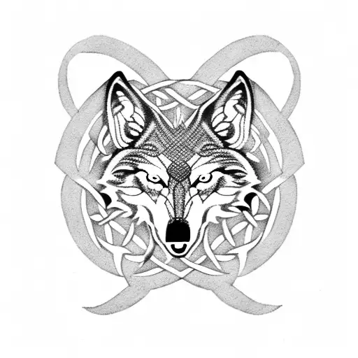 Celtic Knot Wolf And Raven