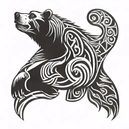 Bear With Vagvisir Symbol At The Bottom