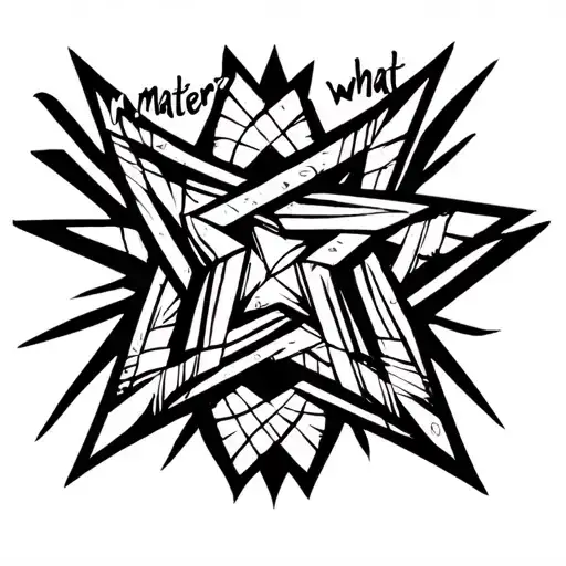 4 Pointed Star With Text 'No Matter What' Around It